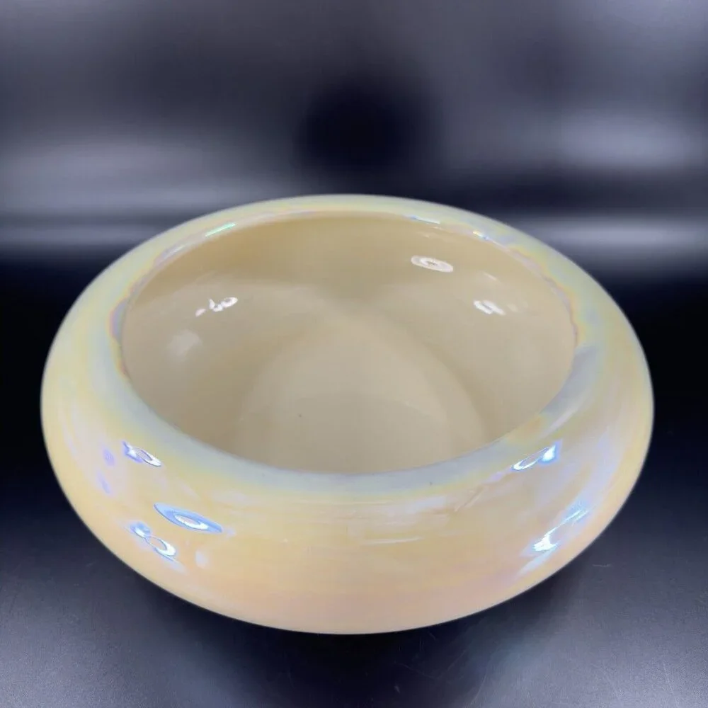 Pier 1 Pottery Planter Bowl Italian Yellow Iridescent Luster Finish Made Italy‎
